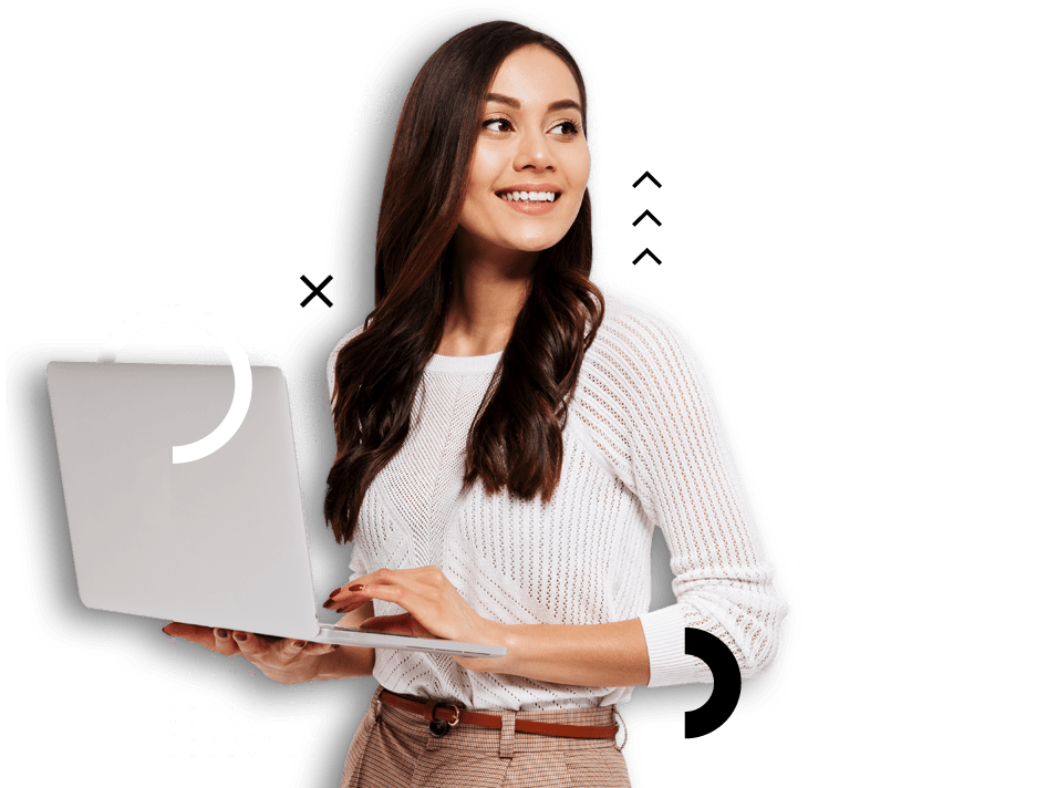 Smiling professional holding a laptop