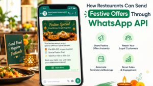Restaurants sending festive offers through WhatsApp API.