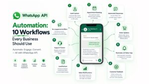 WhatsApp API automation with 10 business workflows for lead capture, appointment booking, customer support,more.